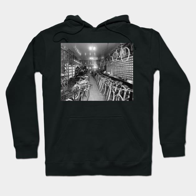 Bicycle & Motorcycle Shop, 1910. Vintage Photo Hoodie by historyphoto